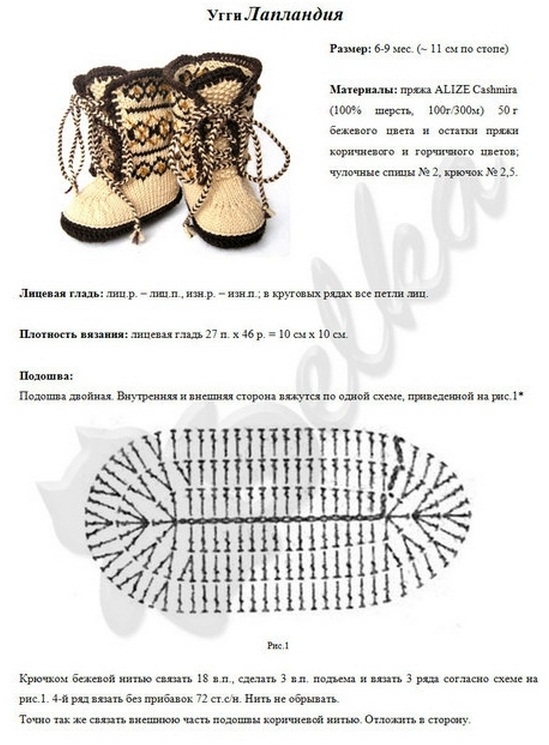 Как связать детские угги схема Как связать детские угги схема