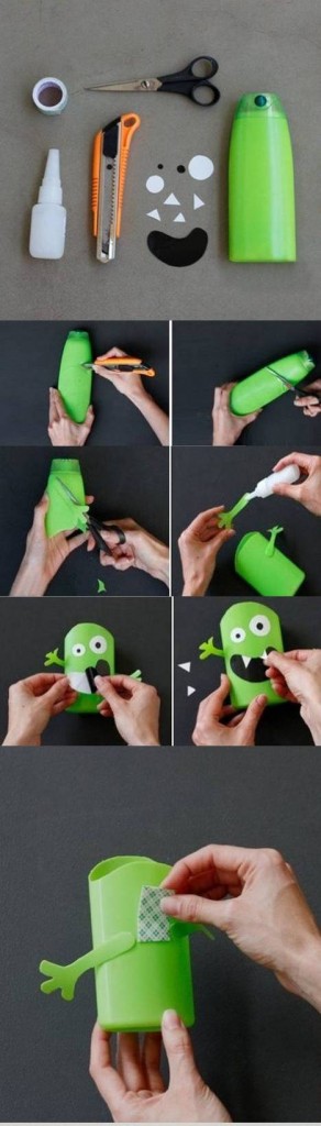 How-to-make-Shampoo-Bottle-Monster-Pencil-Holder-step-by-step-DIY-tutorial-instructions