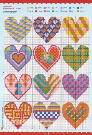 От чистого сердца: 40 простых схем вышивки сердечек крестиком